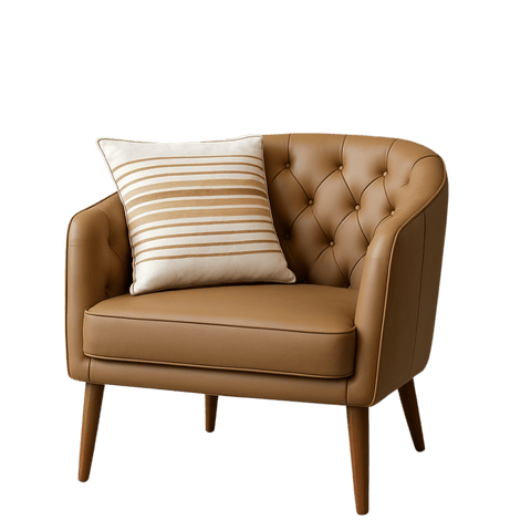 Brown Leather Tufted lounge chair