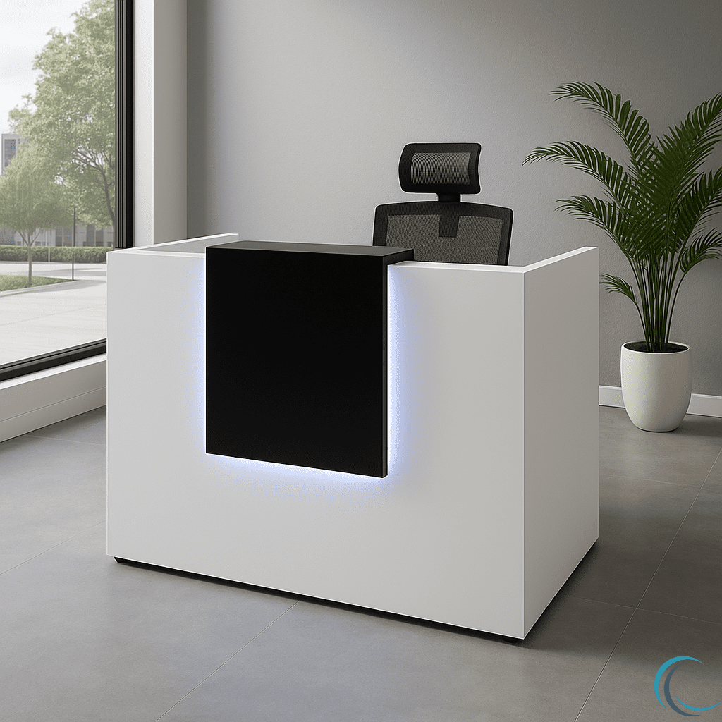 rece.png 1.6m Modern LED Reception Desk - Image 1